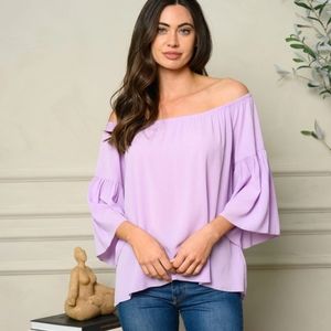 WOMEN'S OFF SHOULDER BELL SLEEVE TOP